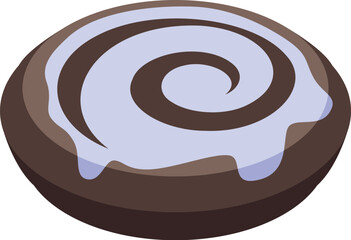 Sweet cinnamon roll topped with a generous swirl of icing is tempting you to take a bite