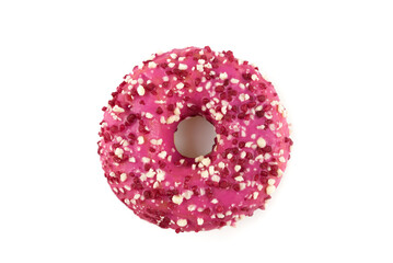 pink donut isolated on white background