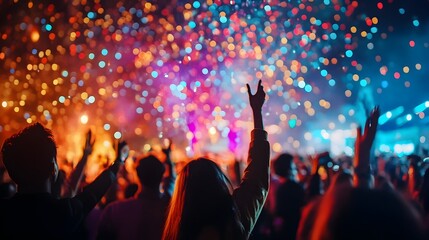New Year s Eve with a cheerful crowd dazzling fireworks display and a festive atmosphere welcoming the arrival of 2025