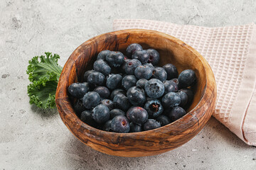 Sweet ripe blueberry on the bowl