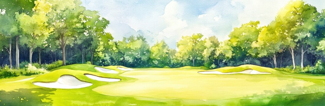 Golf Course Watercolor.