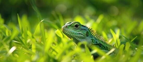 Obraz premium Lizard Found in Green Grass