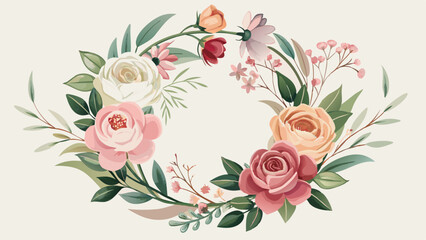 Beautiful Floral Wreath with Roses