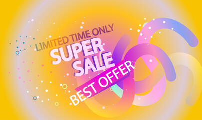Vector colorful illustration modern super sale banner template design, Big sales special offers. End of season party background design