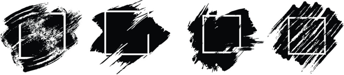 Black grunge with frame. Vector black painted  shapes. Dirty artistic design elements, boxes, frames for text. vector eps10