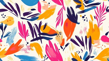 Naklejka premium Modern Abstract Vibrant Seamless Background with Bold Colors and Dynamic Brush Strokes for Creative Designs