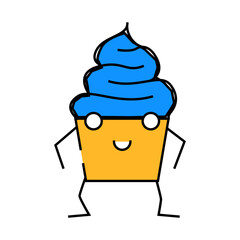 cupcake dessert character line icon vector. cupcake dessert character sign. isolated symbol illustration
