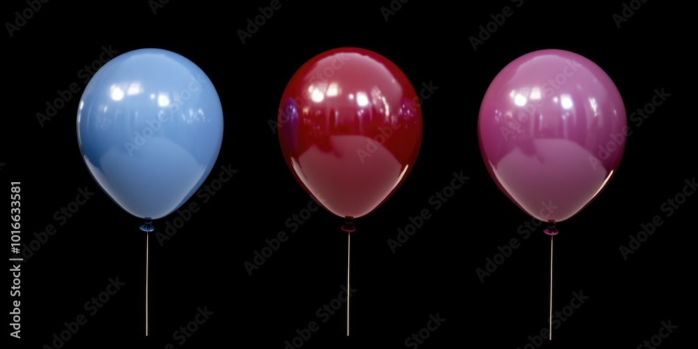 Poster a group of three colorful balloons sit side by side.