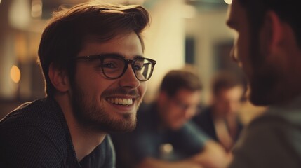 Business meeting or social gathering between two men.