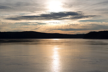 Russia Krasnoyarsk sunset on the Yenisei on a summer day