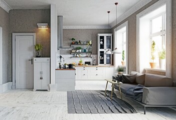 modern apartment interior. 3d render