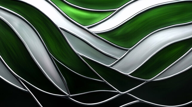 Abstract wavy white and green background