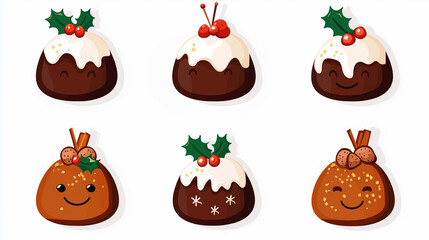 Fototapeta premium Christmas pudding sticker set