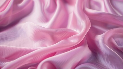 Obraz premium Pink fabric with soft folds and flowing texture. Close-up shot of textile material.