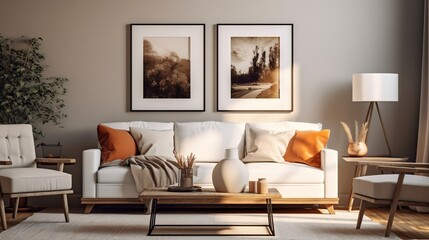 The modern simple design style sitting room composed of sofa and coffee table,generated with AI. 