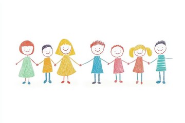 Fototapeta premium illustration of a group of stick figures holding hands, representing the power of togetherness and the importance of community.