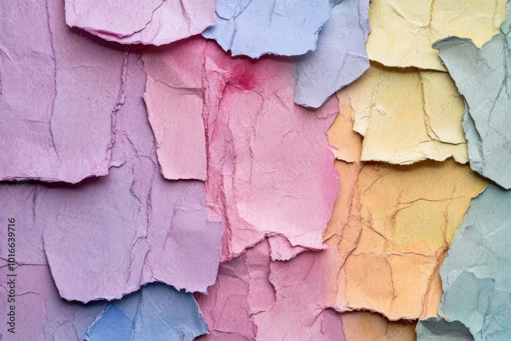 Poster a close-up view of a colorful wall with peeling paint, perfect for decorative or design-related uses