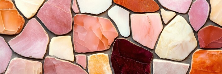 A vibrant collection of colorful stone textures arranged in a beautiful mosaic pattern.