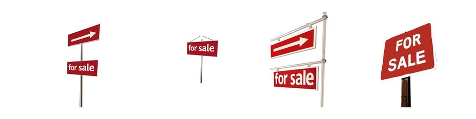 Obraz premium Real Estate For Sale Signs Collection, Eye-Catching Sale Banner Ads for Property Listings