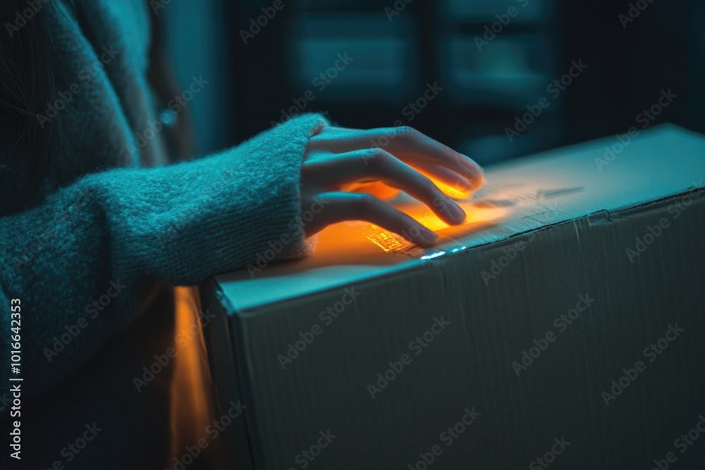 Poster A person is typing on a computer keyboard in a dark room, providing an intimate and focused atmosphere.