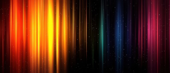 Vibrant abstract gradient lines in rainbow colors against a dark background, ideal for modern digital designs.