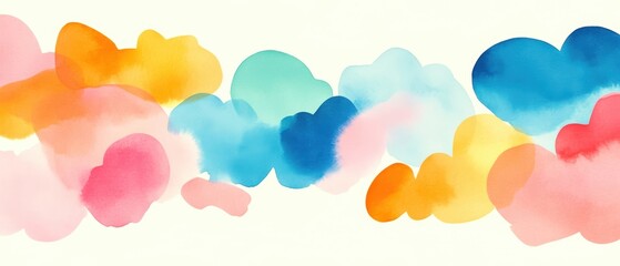 Colorful watercolor splashes on a white background, perfect for creative projects.