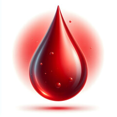 Obraz premium Shining Red Liquid Drop | A realistic liquid drop in deep red, standing out against a white background, representing blood or other red liquids.