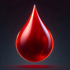 Realistic Blood Drop Symbol | A vividly detailed blood drop isolated against white, symbolizing life, health, and the medical field. Ideal for use in donation campaigns or healthcare materials.