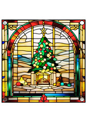 ステンドグラス風のクリスマスイラスト