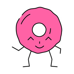 doughnut dessert character line icon vector. doughnut dessert character sign. isolated symbol illustration