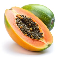 papaya on white background
