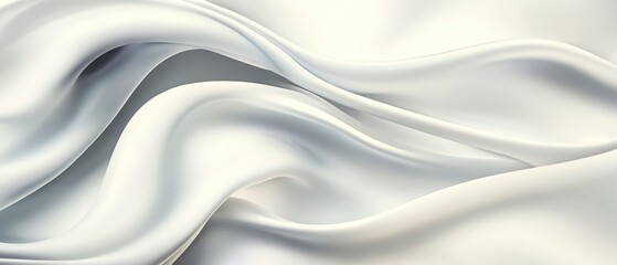 Fototapeta premium Elegant flowing white satin fabric with smooth texture, perfect for backgrounds and designs.