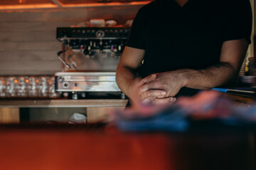 Bartender in a night pub

