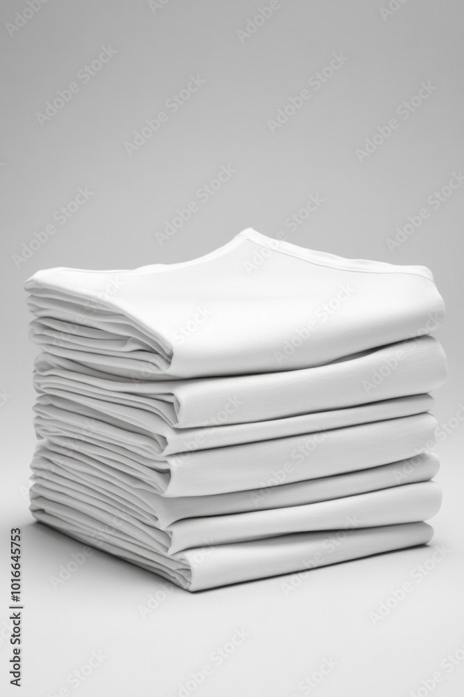 Poster A stack of folded white sheets on a table, suitable for various uses such as decoration or reference.