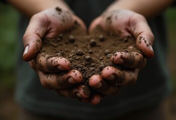 Close-up of a hand covered in mud