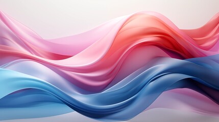 Fototapeta premium Abstract Background with Soft Blue and Pink Wavy Lines, Harmonious Blend of Colors Creating Tranquil Atmosphere for Graphics, Posters, Web Pages, and Print Media