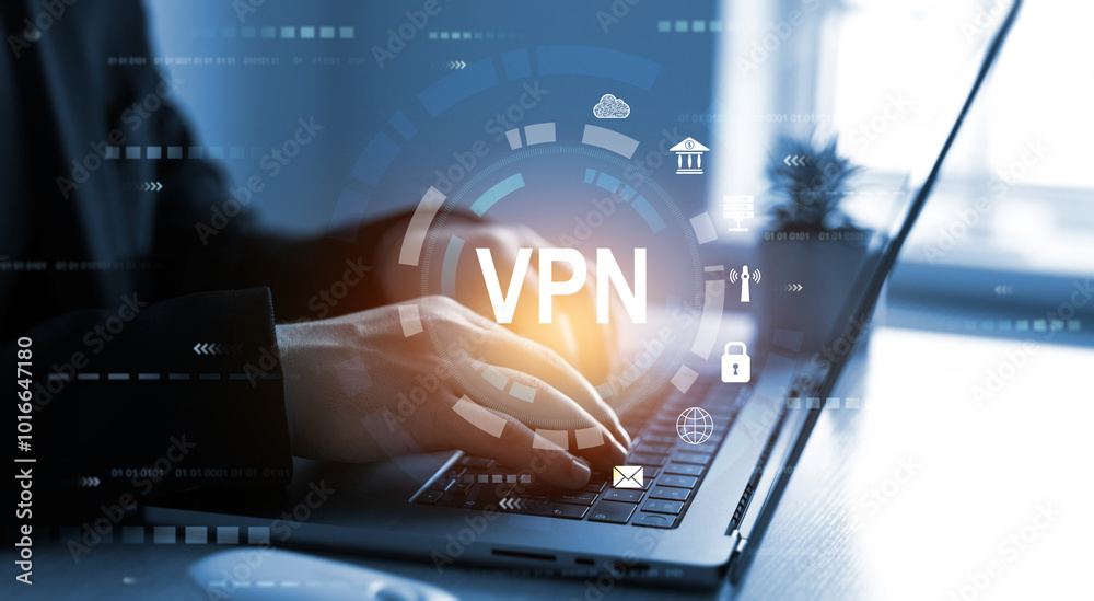 Poster vpn(virtual private network) secure connection.remote server private internet network to protect pri
