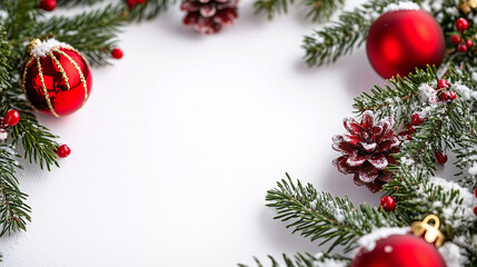 christmas background with branches and balls
