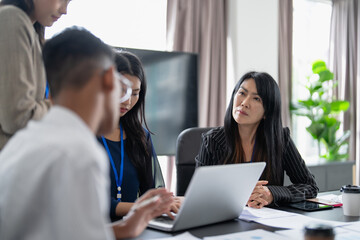 Business Diverse group meeting corporate at workplace.