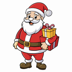 Cute Santa Claus character with peace sign cartoon illustration on a white background