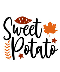Obraz premium Sweet potato thanksgiving typography clip art design on plain white transparent isolated background for card, shirt, hoodie, sweatshirt, apparel, card, tag, mug, icon, poster or badge