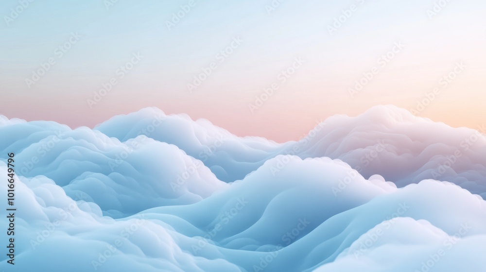 Fototapete A smooth gradient of cloud-like formations in pastel white and blue, transitioning into each other, evoking a calm and serene atmosphere