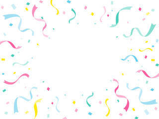 セール・キャンペーン　紙吹雪とリボン　フレーム・バナー背景