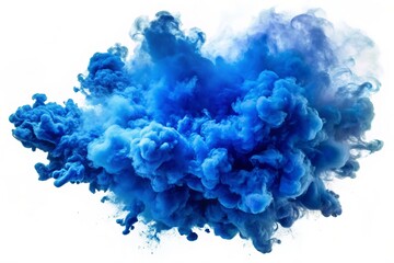 Abstract blue smoke explosion border isolated on white background