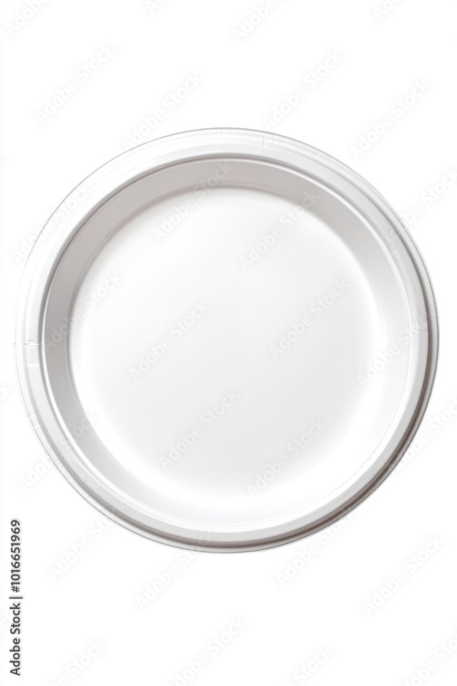 Poster a clean and minimalist plate on a pure white surface, ideal for use in product photography or as a d