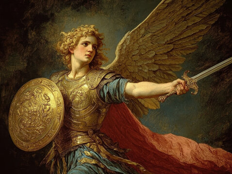  archangel Gabriel in all his pride and glory. AI generative.