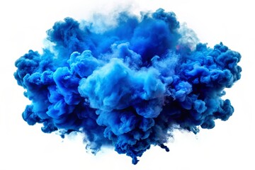 Obraz premium Abstract blue smoke explosion border isolated on white background