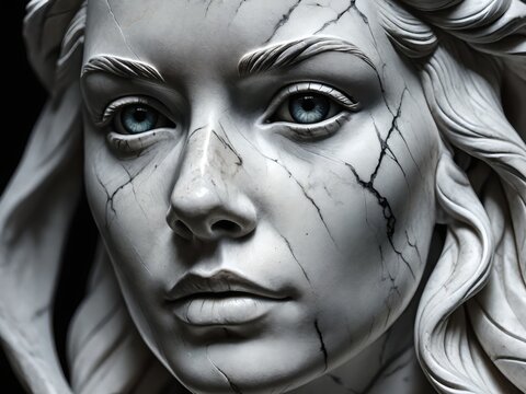 Close-up Marble Sculpture of Ananke, the Greek goddess