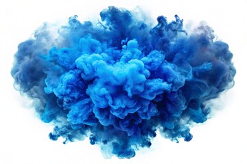 Fototapeta premium Abstract blue smoke explosion border isolated on white background