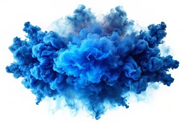 Abstract blue smoke explosion border isolated on white background